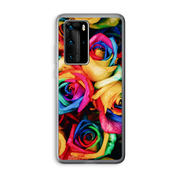 Neon bloemen: Huawei P40 Pro Transparant Hoesje