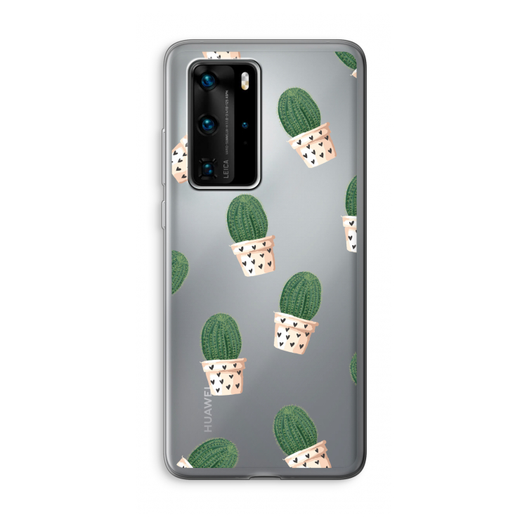 Cactusprint roze: Huawei P40 Pro Transparant Hoesje