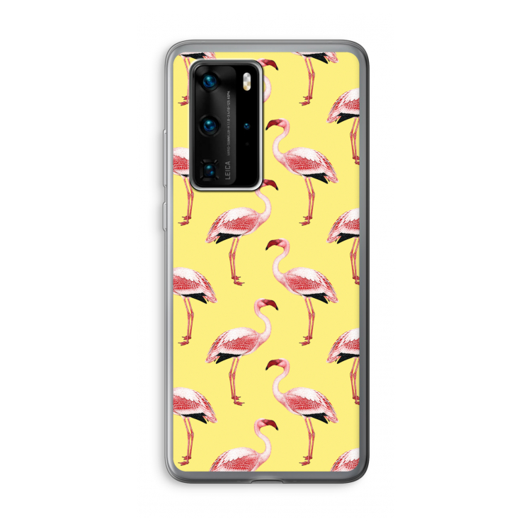 Flamingo's geel: Huawei P40 Pro Transparant Hoesje