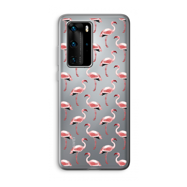 Flamingoprint groen: Huawei P40 Pro Transparant Hoesje
