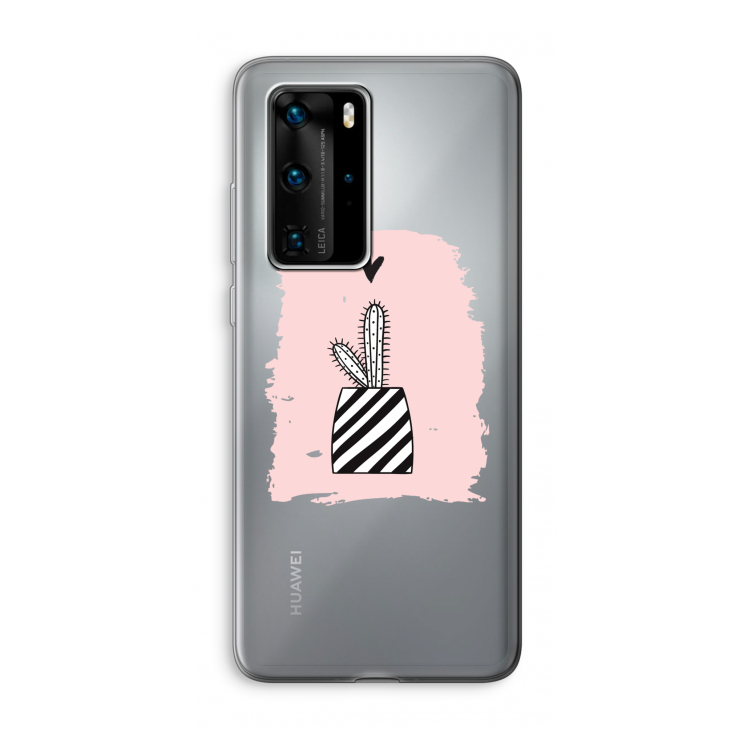 Zwart-wit cactus: Huawei P40 Pro Transparant Hoesje