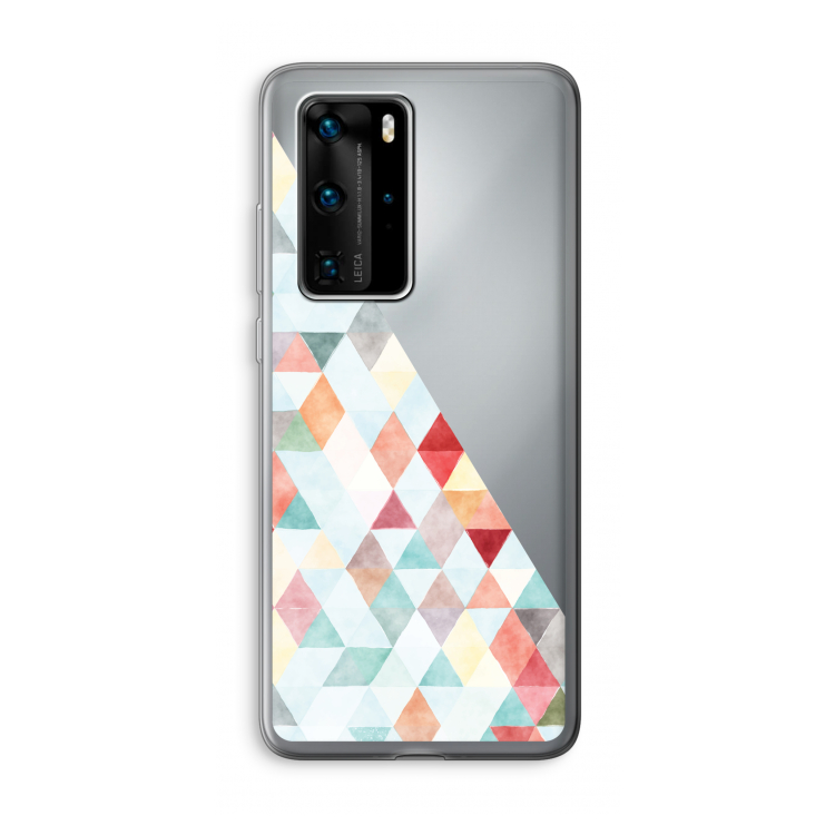 Gekleurde driehoekjes pastel: Huawei P40 Pro Transparant Hoesje