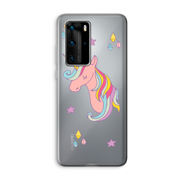 Roze eenhoorn: Huawei P40 Pro Transparant Hoesje