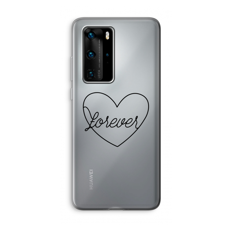 Forever heart black: Huawei P40 Pro Transparant Hoesje