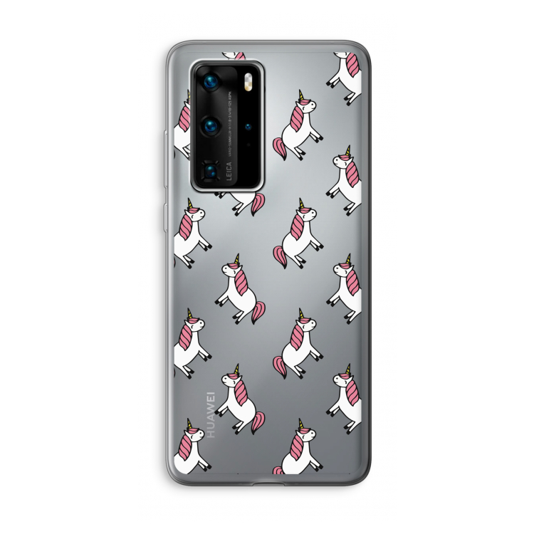 Eenhoorns overal: Huawei P40 Pro Transparant Hoesje