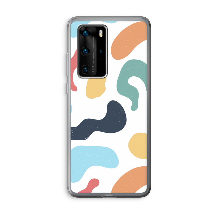 Memphis Shapes Blue: Huawei P40 Pro Transparant Hoesje