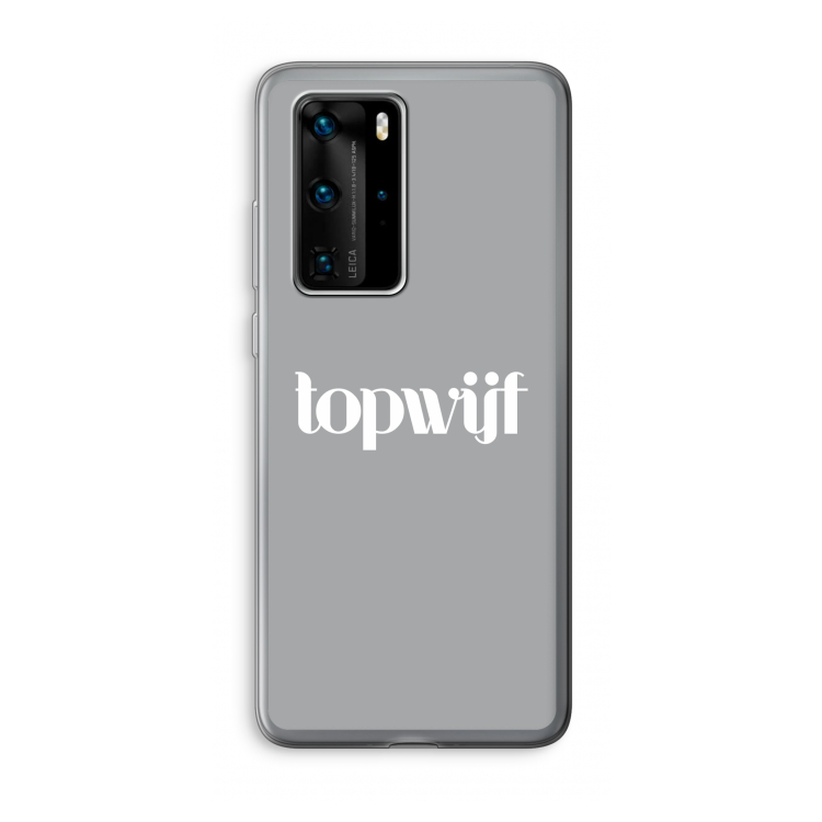 Topwijf Grijs Wit: Huawei P40 Pro Transparant Hoesje