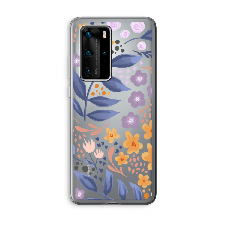 Flowers with blue leaves: Huawei P40 Pro Transparant Hoesje
