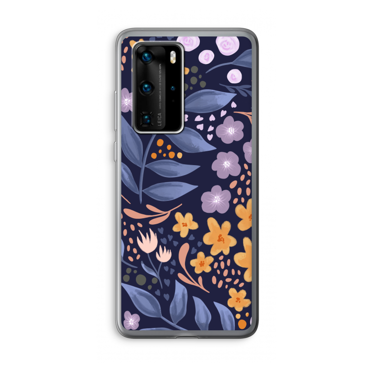 Flowers with blue leaves: Huawei P40 Pro Transparant Hoesje