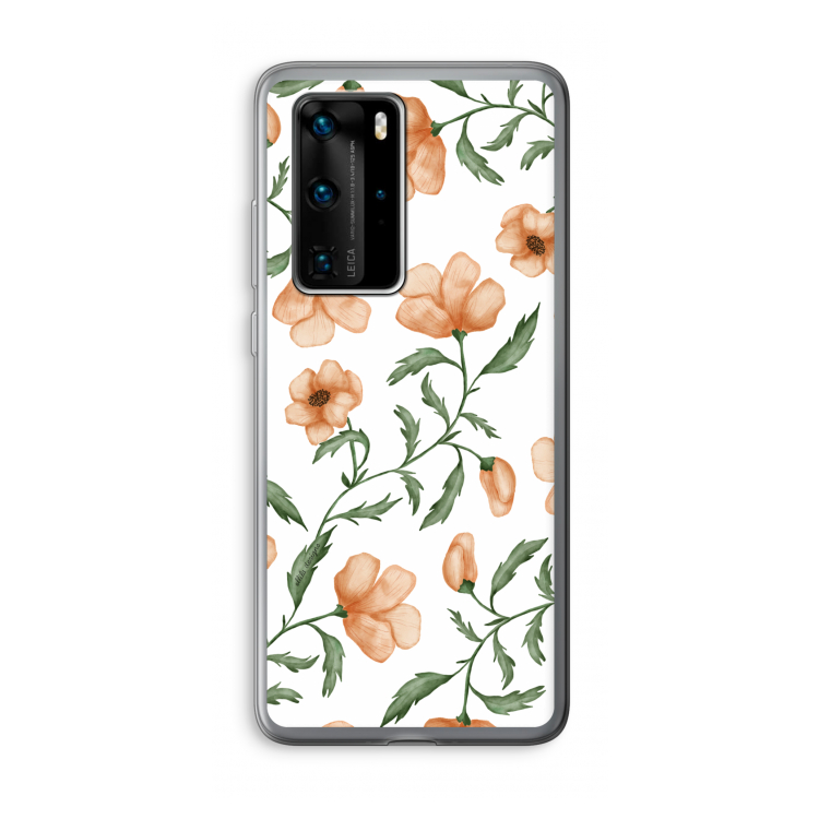 Peachy flowers: Huawei P40 Pro Transparant Hoesje