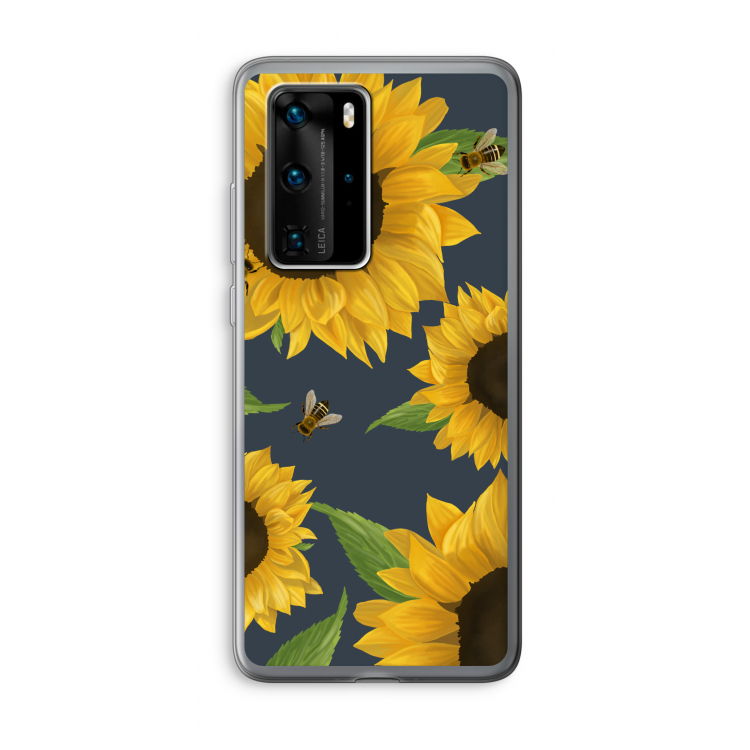 Sunflower and bees: Huawei P40 Pro Transparant Hoesje