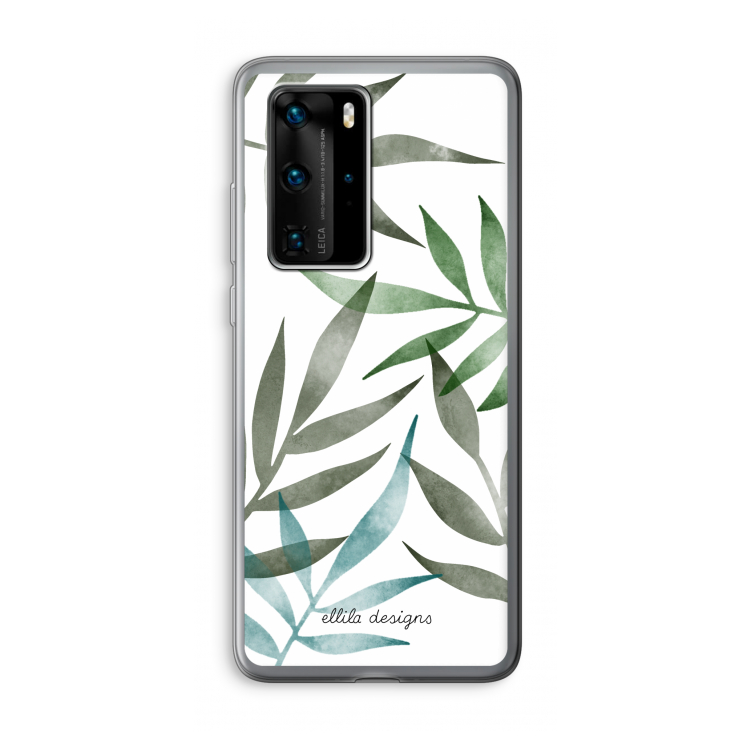 Tropical watercolor leaves: Huawei P40 Pro Transparant Hoesje