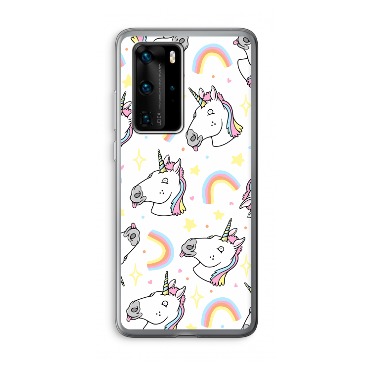 Rainbow Unicorn: Huawei P40 Pro Transparant Hoesje