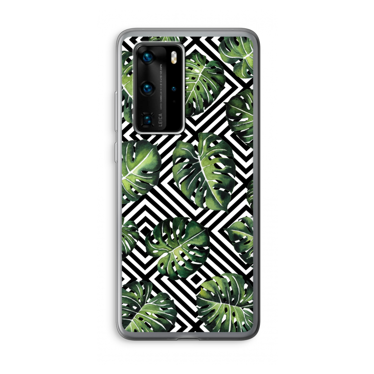 Geometrische jungle: Huawei P40 Pro Transparant Hoesje