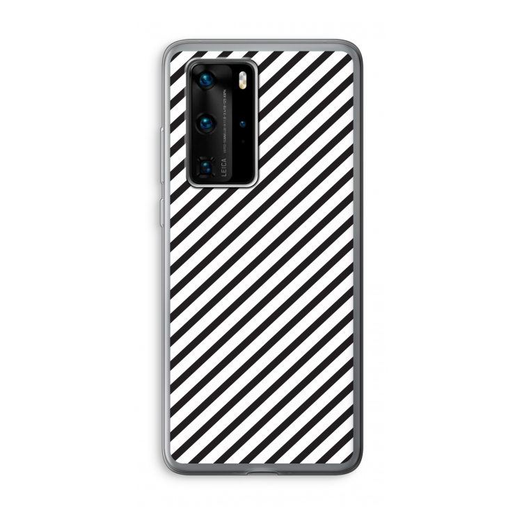 Strepen zwart-wit: Huawei P40 Pro Transparant Hoesje
