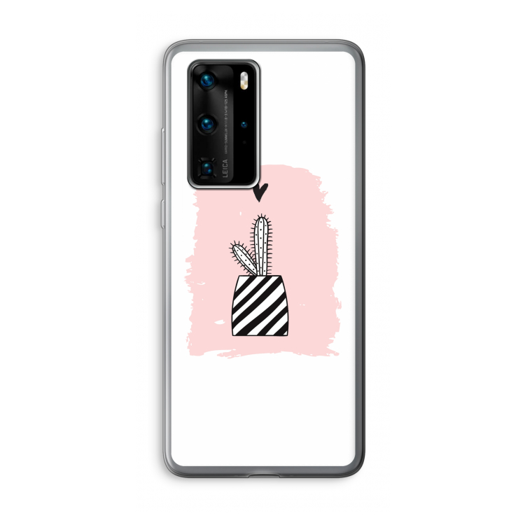 Zwart-wit cactus: Huawei P40 Pro Transparant Hoesje