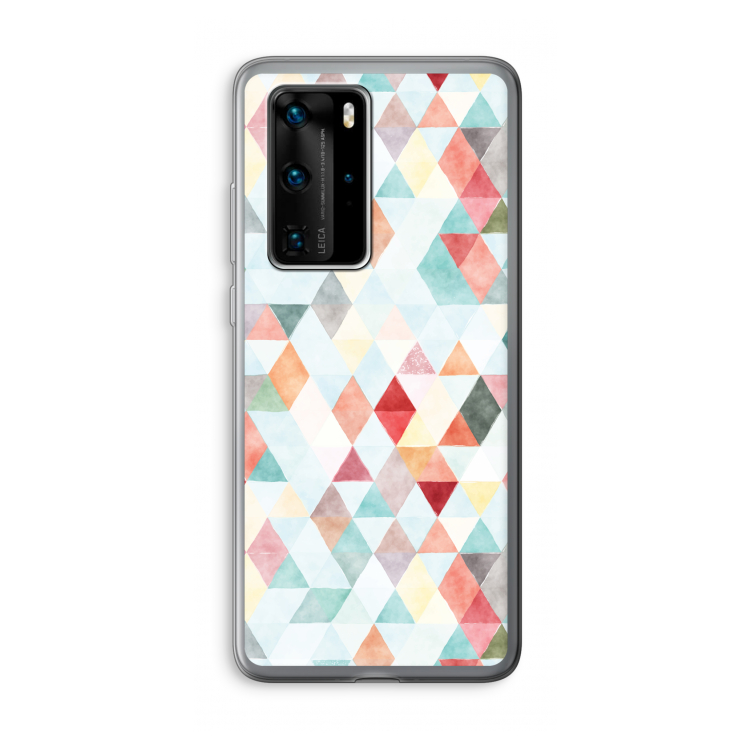 Gekleurde driehoekjes pastel: Huawei P40 Pro Transparant Hoesje