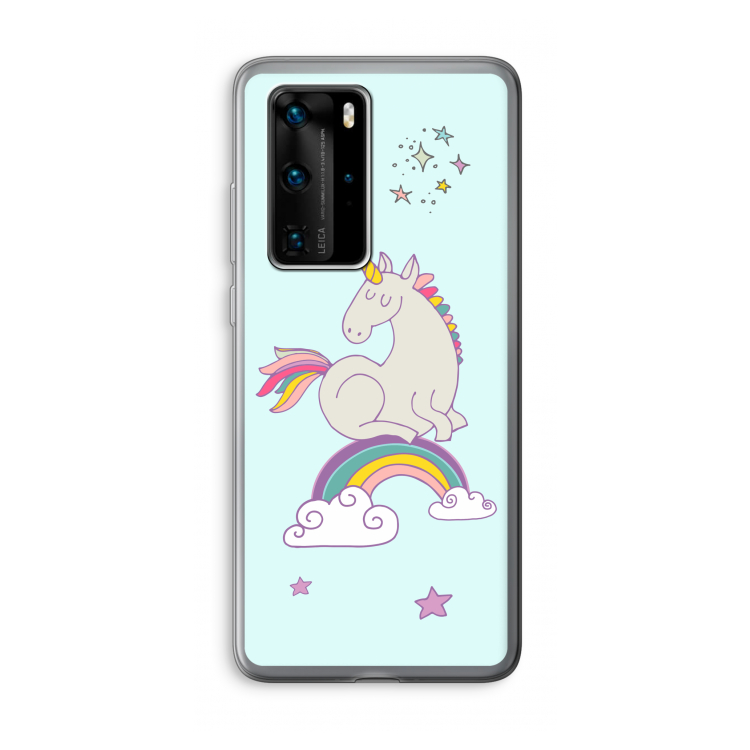 Regenboog eenhoorn: Huawei P40 Pro Transparant Hoesje