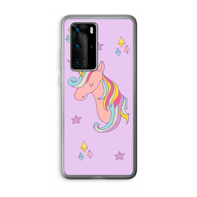 Roze eenhoorn: Huawei P40 Pro Transparant Hoesje