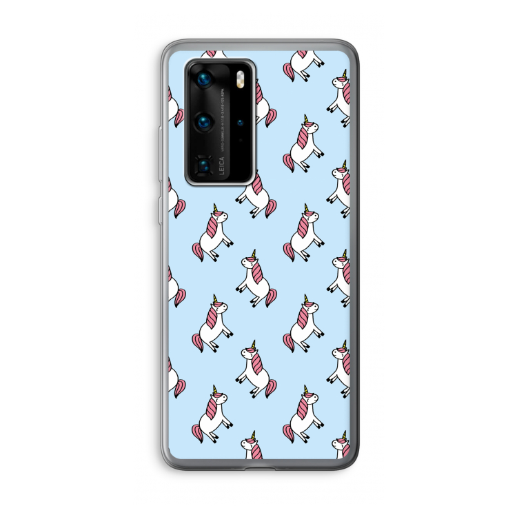 Eenhoorns overal: Huawei P40 Pro Transparant Hoesje