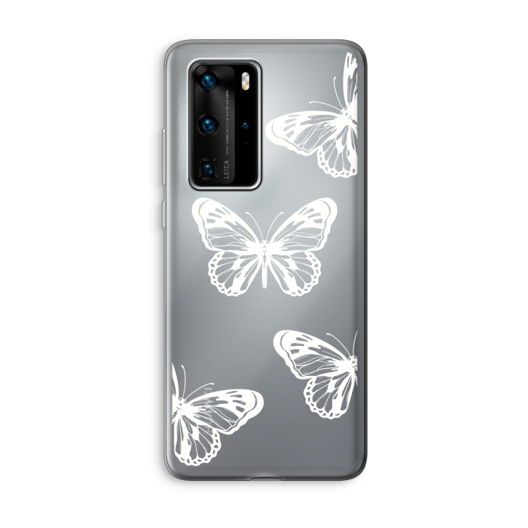 White butterfly: Huawei P40 Pro Transparant Hoesje