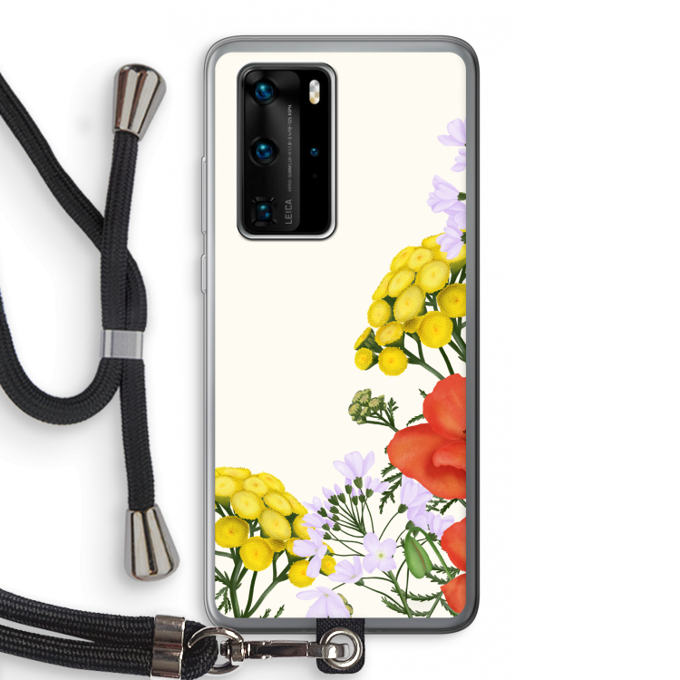 Wilde bloemen: Huawei P40 Pro Transparant Hoesje met koord
