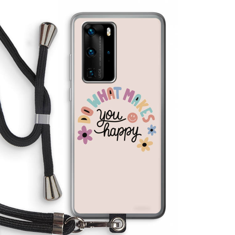 Happy days: Huawei P40 Pro Transparant Hoesje met koord