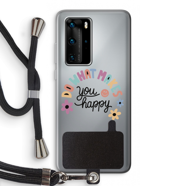 Happy days: Huawei P40 Pro Transparant Hoesje met koord