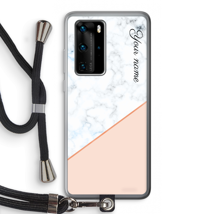 Marmer in stijl: Huawei P40 Pro Transparant Hoesje met koord