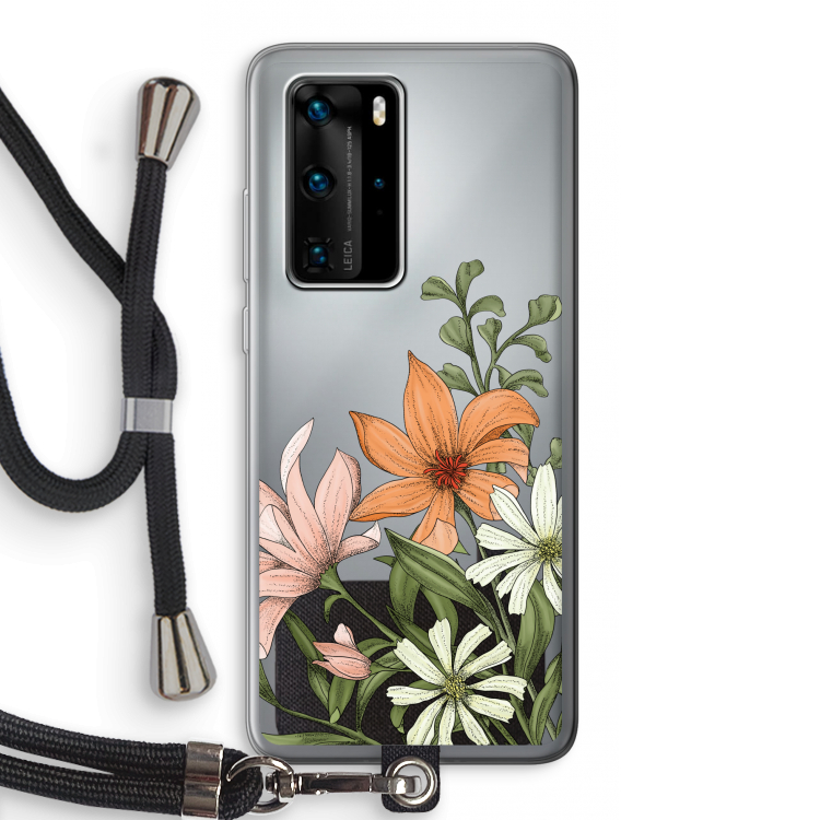 Floral bouquet: Huawei P40 Pro Transparant Hoesje met koord