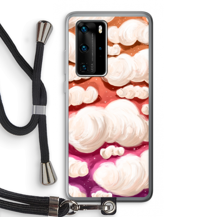 Katoen Wolken: Huawei P40 Pro Transparant Hoesje met koord