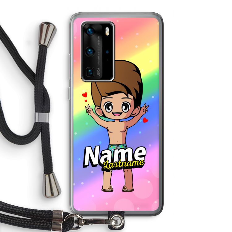 Chibi Maker man: Huawei P40 Pro Transparant Hoesje met koord