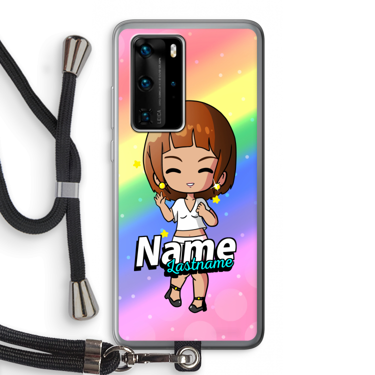 Chibi Maker vrouw: Huawei P40 Pro Transparant Hoesje met koord