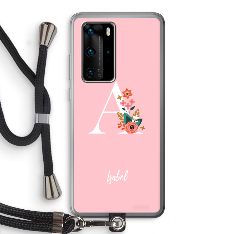 Pink Bouquet: Huawei P40 Pro Transparant Hoesje met koord