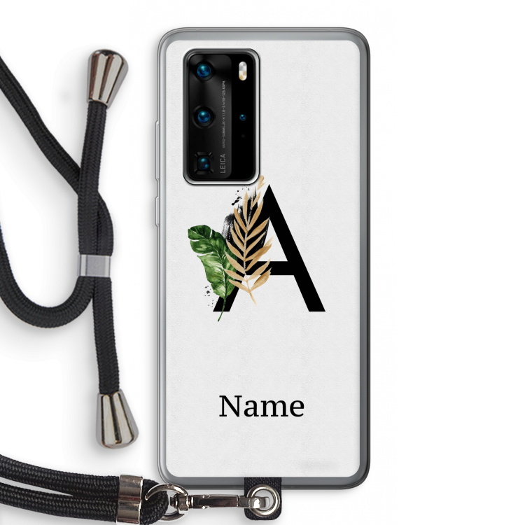 Charcoal Flora: Huawei P40 Pro Transparant Hoesje met koord
