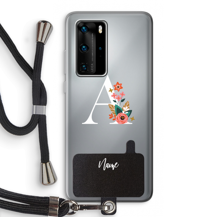 Pink Bouquet: Huawei P40 Pro Transparant Hoesje met koord