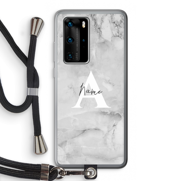 Ivory Marble: Huawei P40 Pro Transparant Hoesje met koord