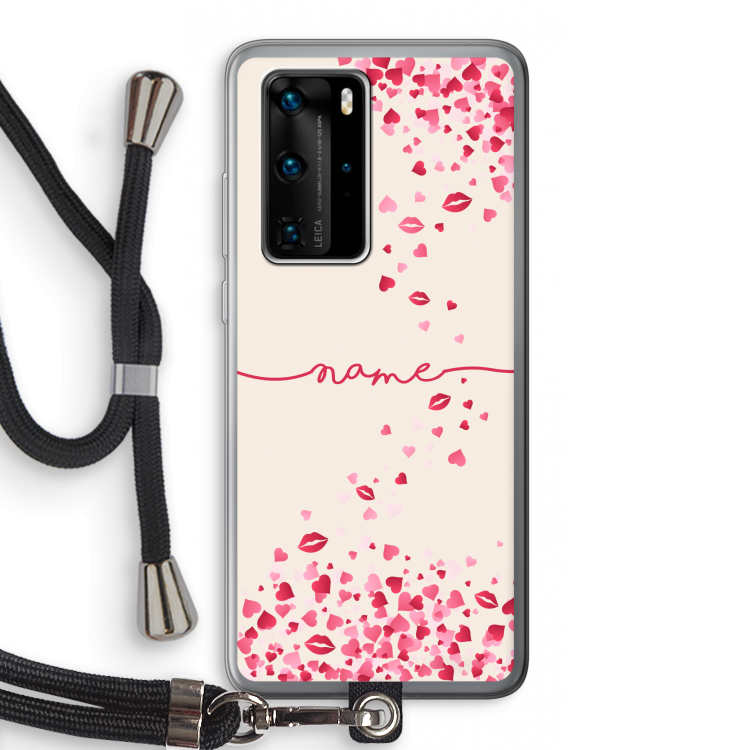 Hartjes en kusjes: Huawei P40 Pro Transparant Hoesje met koord