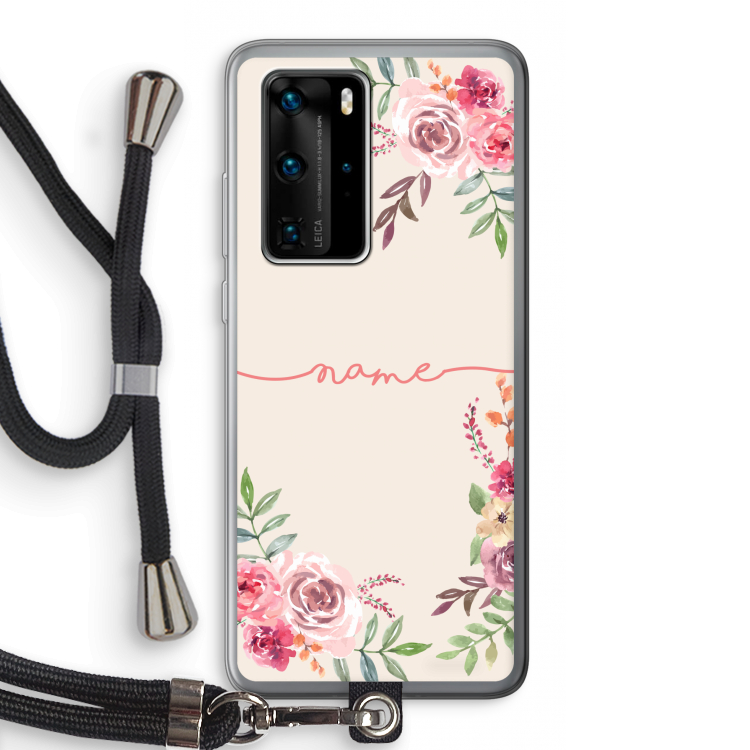 Rozen: Huawei P40 Pro Transparant Hoesje met koord