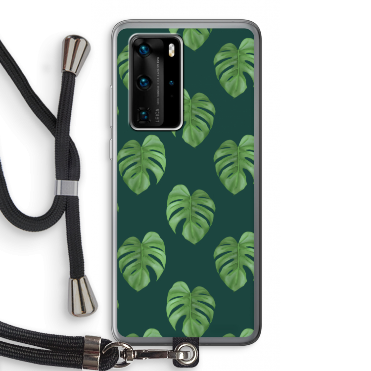Monstera leaves: Huawei P40 Pro Transparant Hoesje met koord