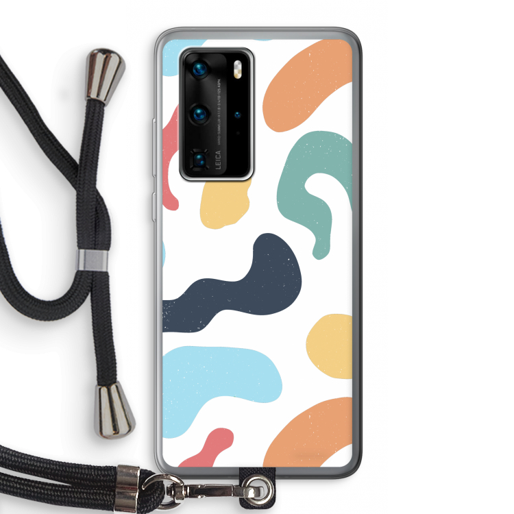 Memphis Shapes Blue: Huawei P40 Pro Transparant Hoesje met koord
