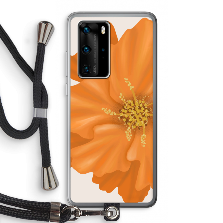 Orange Ellila flower: Huawei P40 Pro Transparant Hoesje met koord