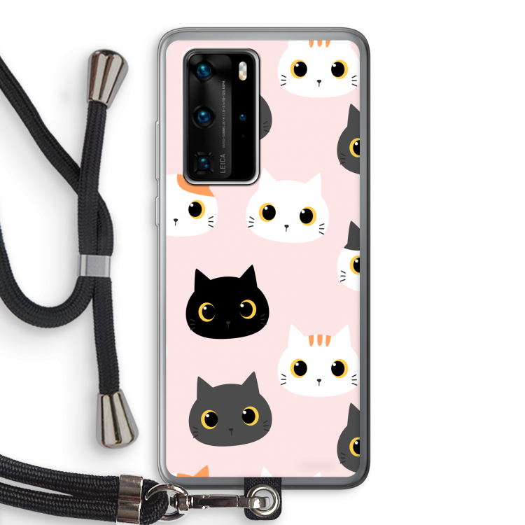 Katten: Huawei P40 Pro Transparant Hoesje met koord