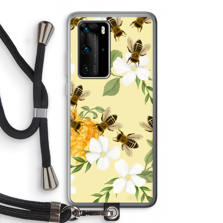 No flowers without bees: Huawei P40 Pro Transparant Hoesje met koord