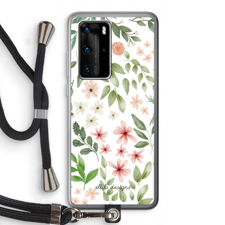 Botanical sweet flower heaven: Huawei P40 Pro Transparant Hoesje met koord