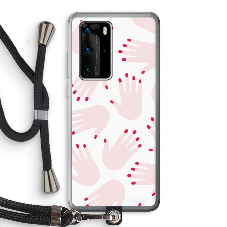 Hands pink: Huawei P40 Pro Transparant Hoesje met koord