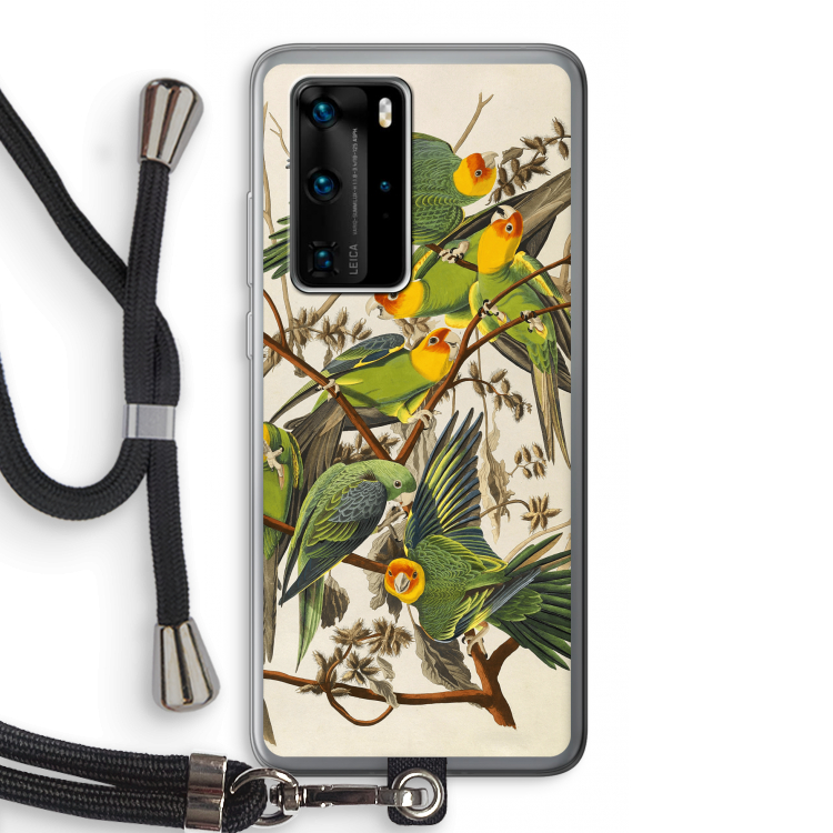 Carolinaparkiet: Huawei P40 Pro Transparant Hoesje met koord