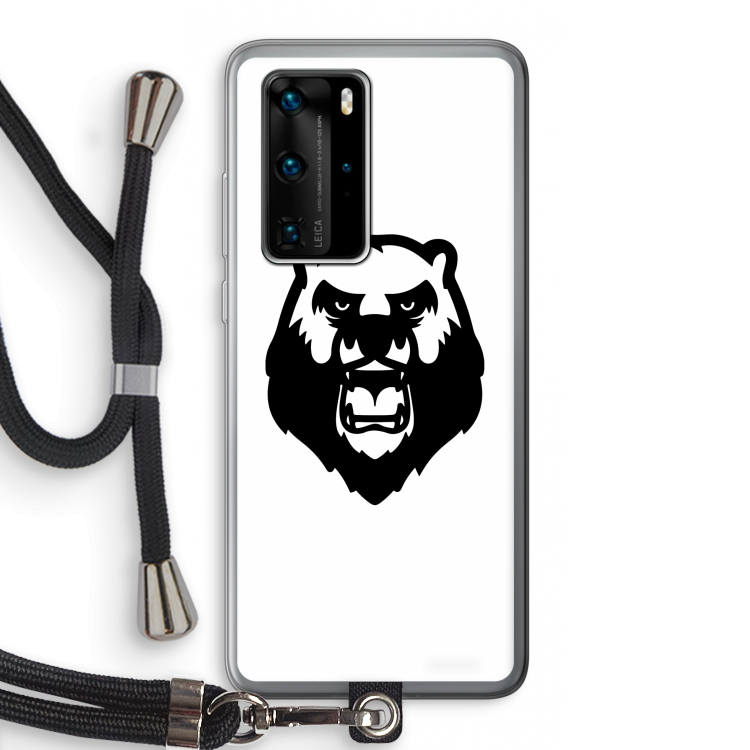 Angry Bear (white): Huawei P40 Pro Transparant Hoesje met koord