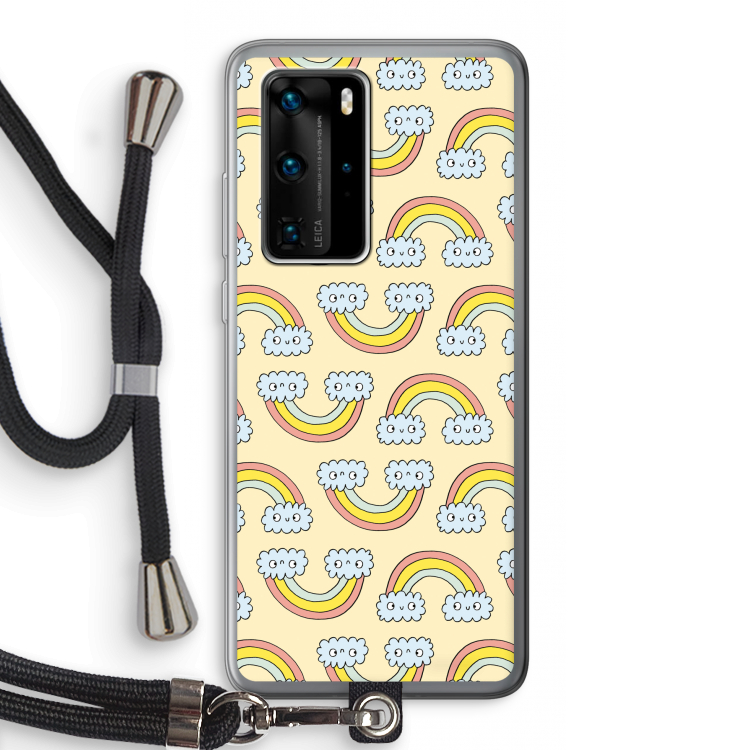 Regenboog: Huawei P40 Pro Transparant Hoesje met koord