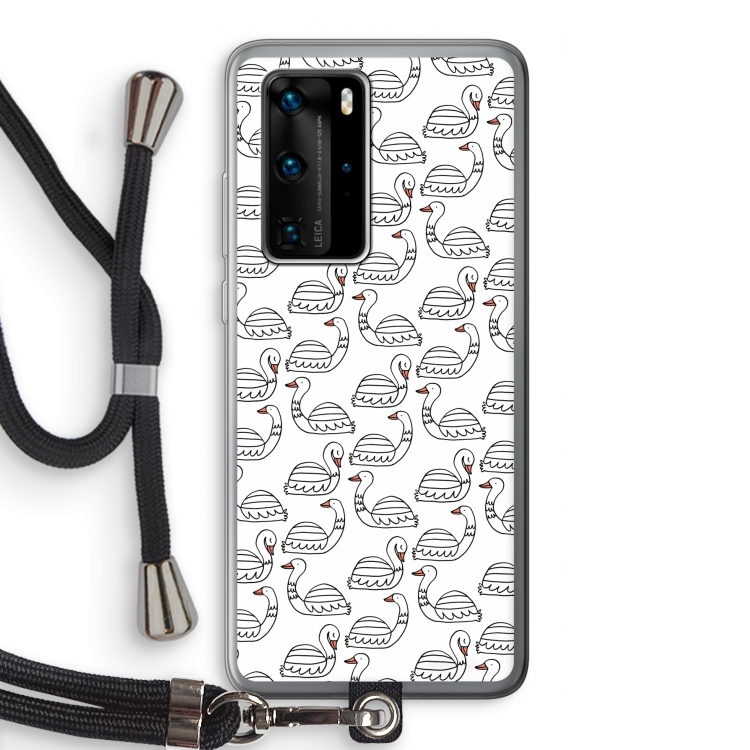 Zwanen: Huawei P40 Pro Transparant Hoesje met koord